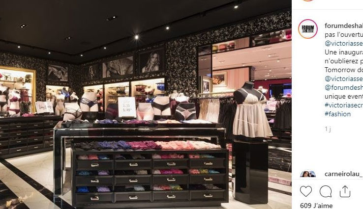 La première boutique française de Victoria's Secret accueille ses clients à compter d'aujourd'hui, vendredi 14 juin. © Forum des Halles / Instagram