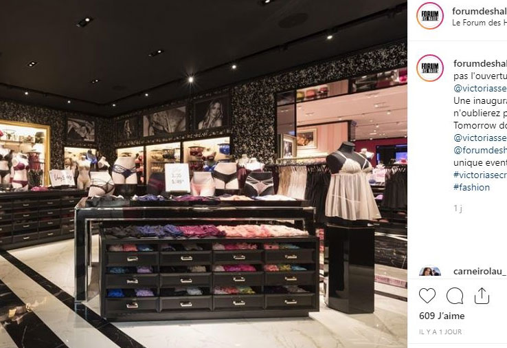 La première boutique française de Victoria's Secret accueille ses clients à compter d'aujourd'hui, vendredi 14 juin. © Forum des Halles / Instagram