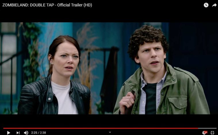 Emma Stone et Jesse Eisenberg se retrouvent pour "Retour à Zombieland", en salles le 6 novembre © Courtesy of Sony Pictures Entertainment/Youtube