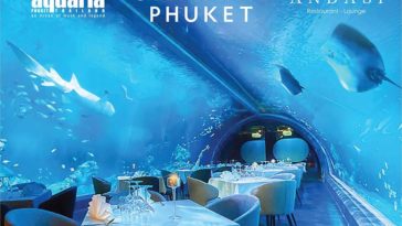 Andasi est un restaurant de fruits de mer construit sous la surface du plus grand aquarium de Thaïlande © Courtesy Central Phuket